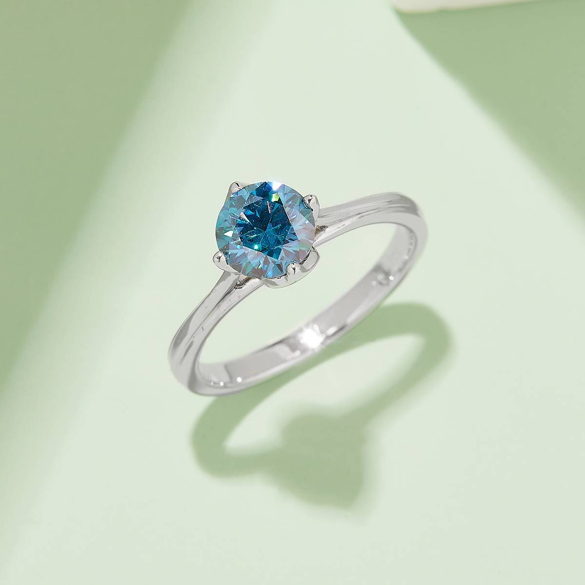 Straight arm Lotus S925 Silver Plated Platinum Moissanite Women's Ring 1 Carat D-Class